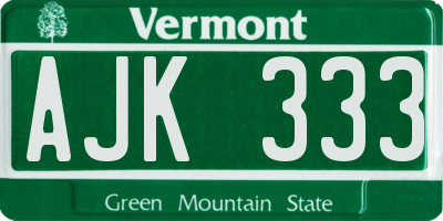 VT license plate AJK333