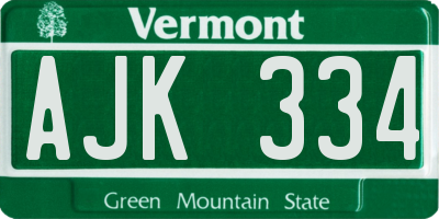 VT license plate AJK334