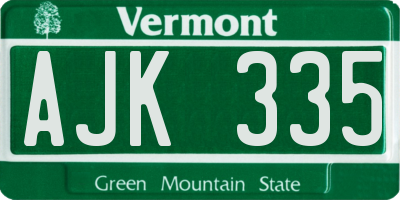 VT license plate AJK335