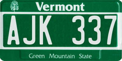 VT license plate AJK337
