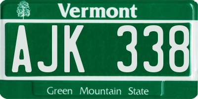 VT license plate AJK338