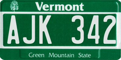 VT license plate AJK342