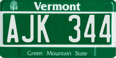 VT license plate AJK344