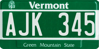 VT license plate AJK345