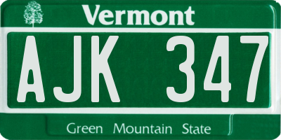 VT license plate AJK347