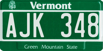 VT license plate AJK348