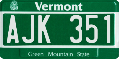 VT license plate AJK351