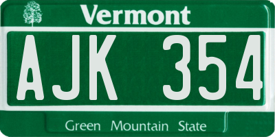 VT license plate AJK354