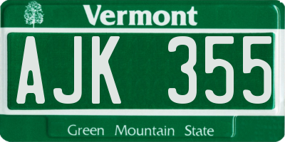 VT license plate AJK355