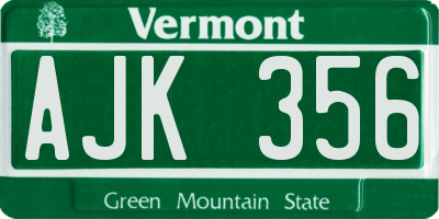 VT license plate AJK356