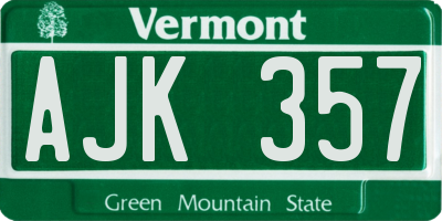 VT license plate AJK357