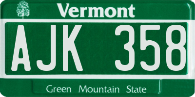 VT license plate AJK358