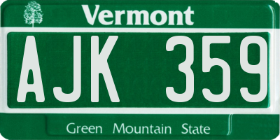 VT license plate AJK359
