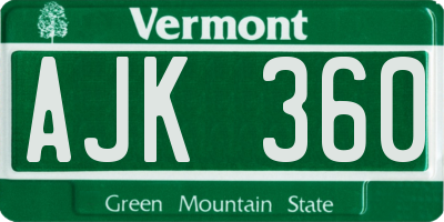 VT license plate AJK360