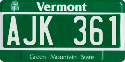 VT license plate AJK361