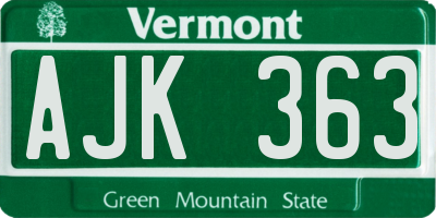 VT license plate AJK363