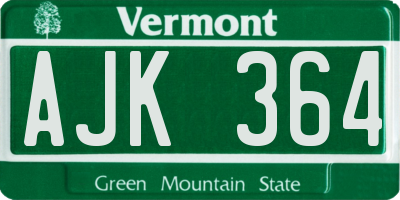 VT license plate AJK364