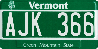 VT license plate AJK366