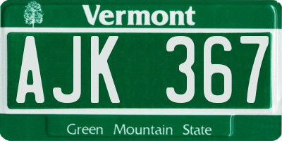 VT license plate AJK367