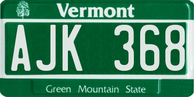 VT license plate AJK368