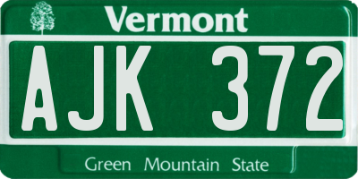 VT license plate AJK372