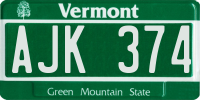 VT license plate AJK374