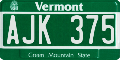 VT license plate AJK375