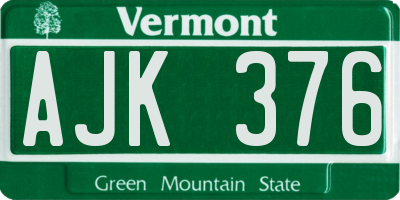 VT license plate AJK376