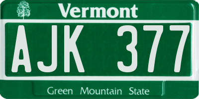 VT license plate AJK377