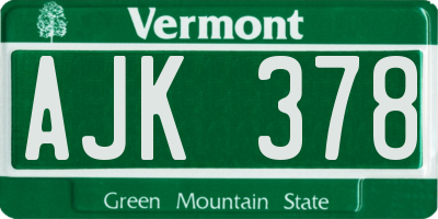 VT license plate AJK378