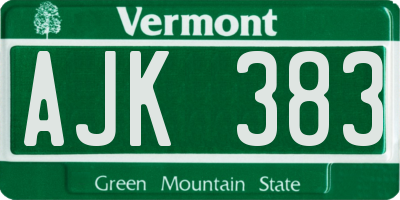 VT license plate AJK383