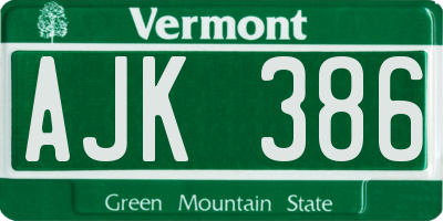 VT license plate AJK386
