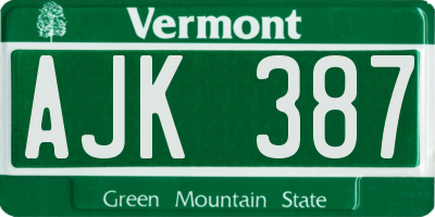 VT license plate AJK387