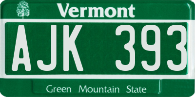 VT license plate AJK393