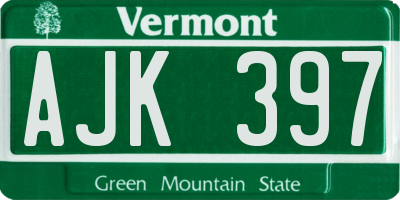 VT license plate AJK397