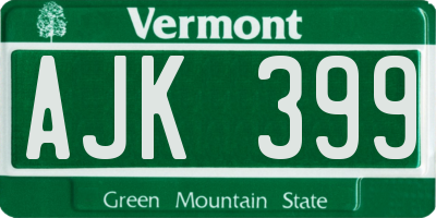 VT license plate AJK399