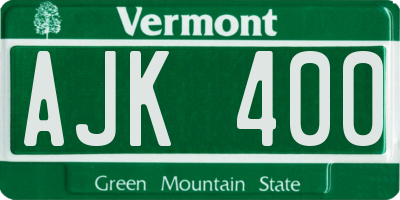 VT license plate AJK400