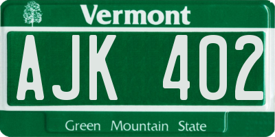 VT license plate AJK402