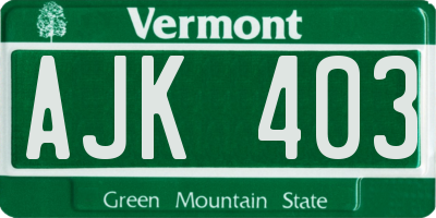 VT license plate AJK403