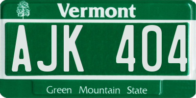 VT license plate AJK404