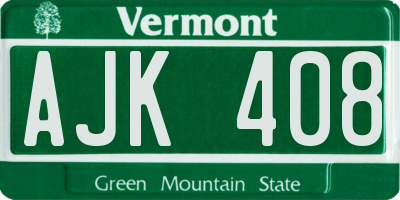 VT license plate AJK408