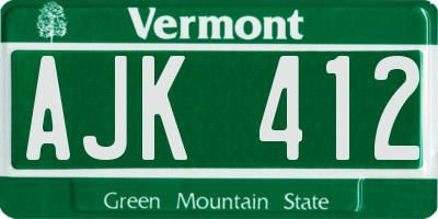 VT license plate AJK412