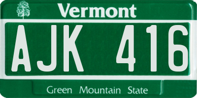 VT license plate AJK416