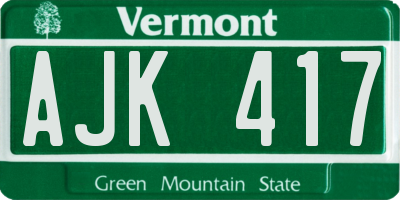 VT license plate AJK417