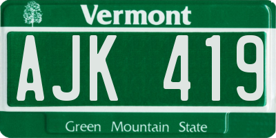 VT license plate AJK419