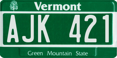VT license plate AJK421