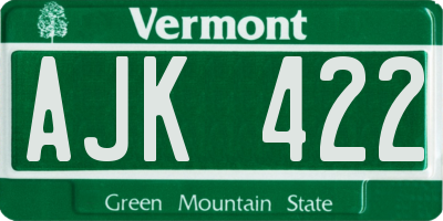 VT license plate AJK422