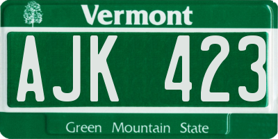 VT license plate AJK423
