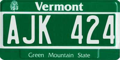 VT license plate AJK424
