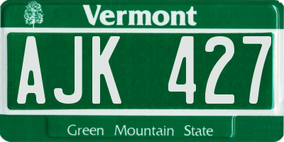 VT license plate AJK427